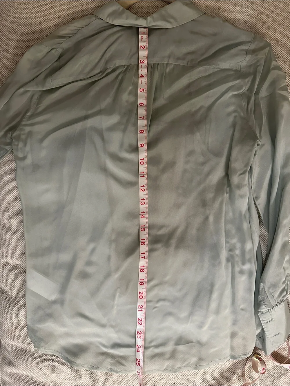 J. Crew Women's Sage Green Satin-Look Button Down Shirt
